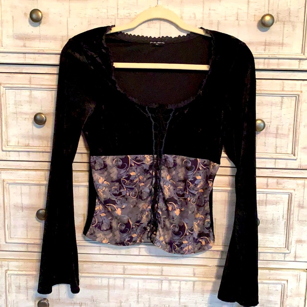 Long sleeve bustier with faux Tie front